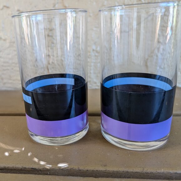 Vintage set of 2 Pierre Cardin matching purple, black, & light blue glasses - Picture 5 of 6